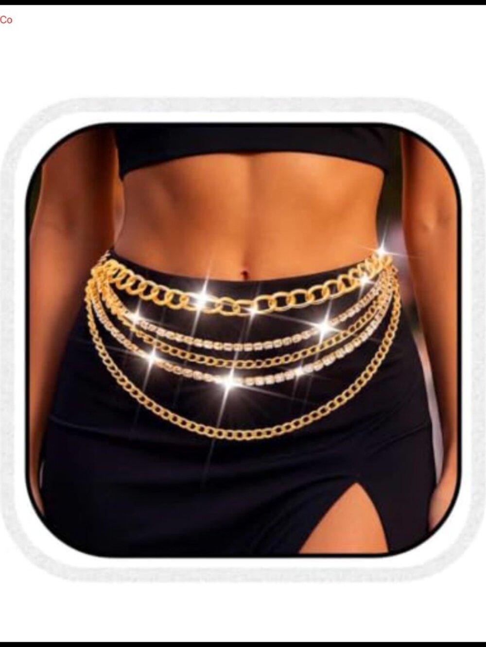 Rhinestone Chain Belt Sparkly Waist Chain Body Jewelry for Women